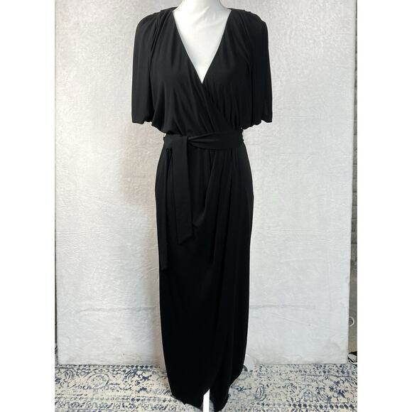Nicole Miller Dresses & Skirts - Nicole Miller Faux Wrap Maxi Dress Womens 4 Black Y2K Witchy Fairy Whimsigoth